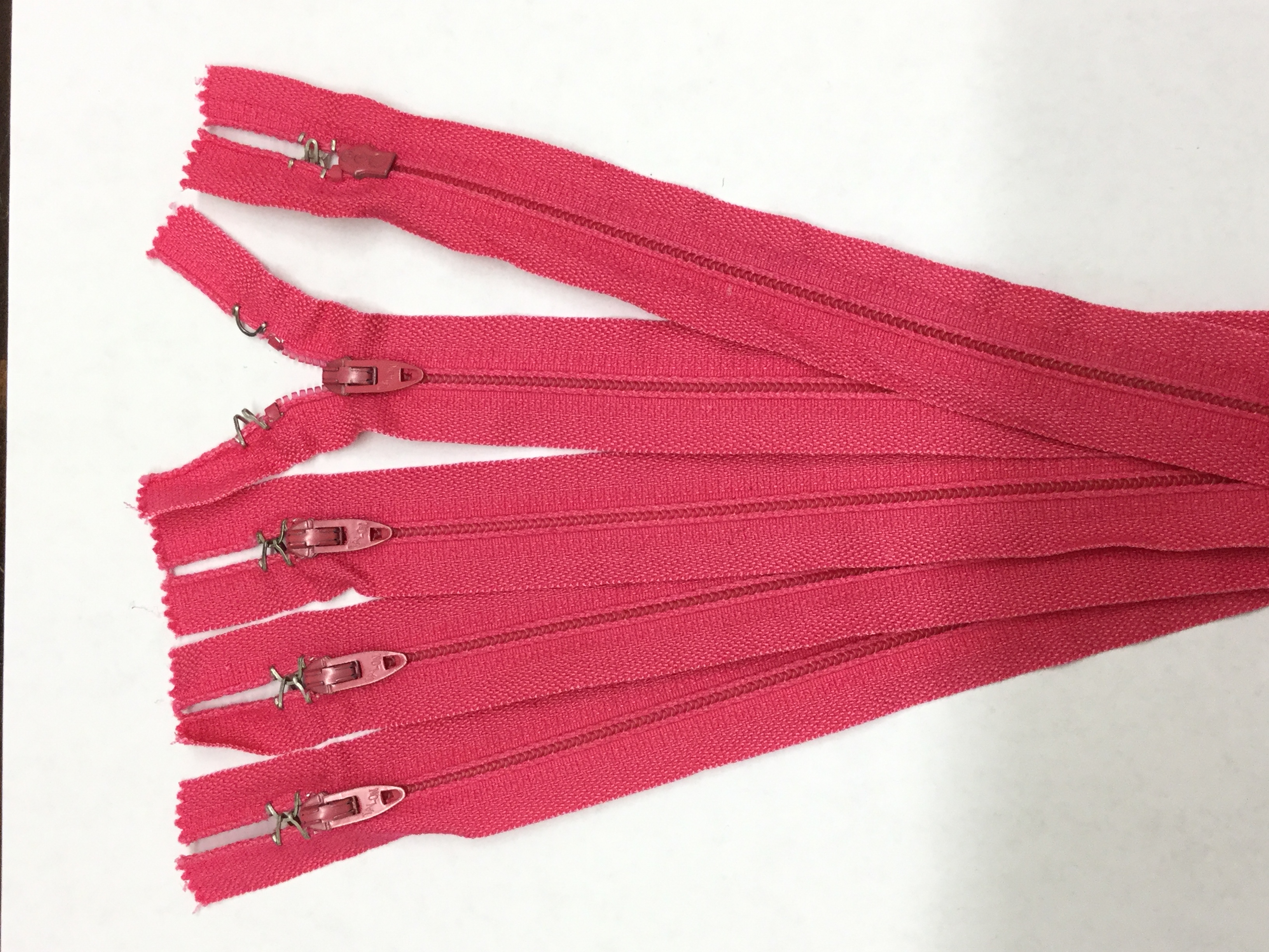 08 inch - Talon Nylon Coil Metal Pull Zipper with Hook and Loop - Dark Pink